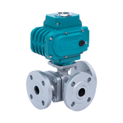 Electric 3 Way Flanged Ball Valve