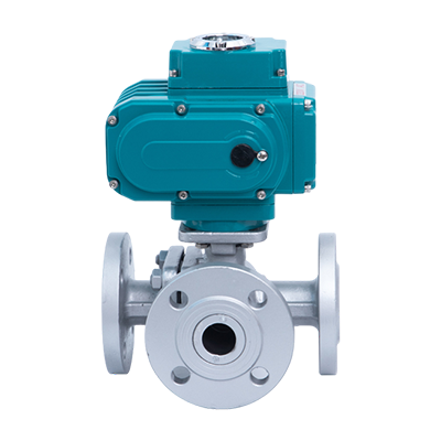Electric 3 Way Flanged Ball Valve