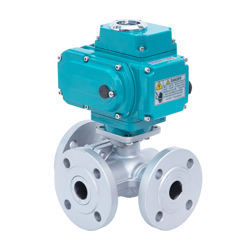 Electric 3 Way Carbon Steel Flanged Ball Valve