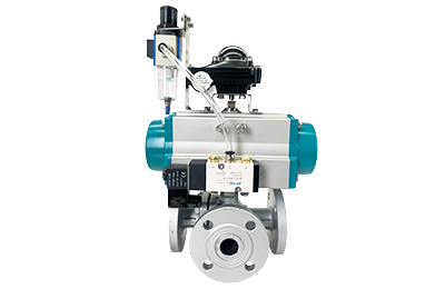 Pneumatic 3-Way Flanged Ball Valve with Limit Switch