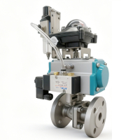 Pneumatic flanged ball valve with limit switch and solenoid valve