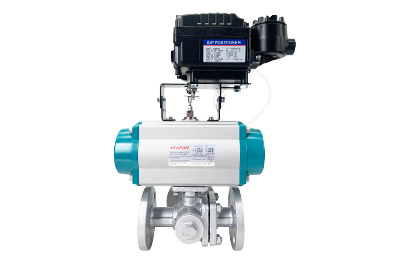 Pneumatic 3-Way Flanged Ball Valve with Positioner