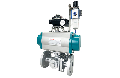 Pneumatic 3-Way Flanged Ball Valve with Limit Switch