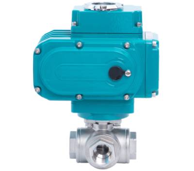 Electric 3 way threaded ball valve