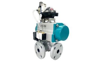 Pneumatic 3-Way Flanged Ball Valve with Limit Switch