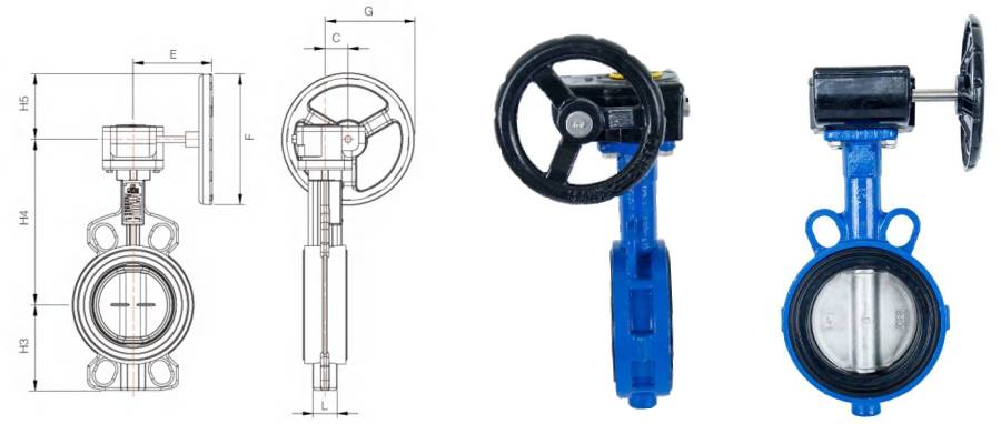 Manual Cast Iron Wafer Butterfly Valve