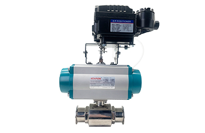 Pneumatic 3-Way Clamp Ball Valve with Positioner