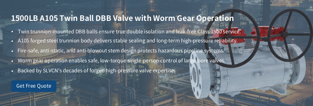 1500LB A105 Trunnion Mounted DBB Ball Valve