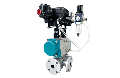 Pneumatic 3-Way Flanged Ball Valve with Positioner