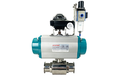 Pneumatic 3-Way Clamp Ball Valve with Limit Switch