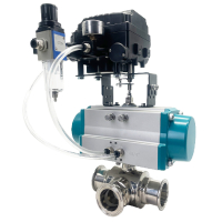 Pneumatic 3-Way Clamp Ball Valve with Positioner