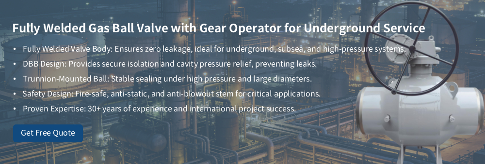 Fully Welded Gas Ball Valve with Gear Operator for Underground Service