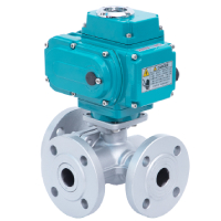 Electric 3 Way Flanged Ball Valve