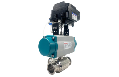 Pneumatic 3-Way Clamp Ball Valve with Positioner