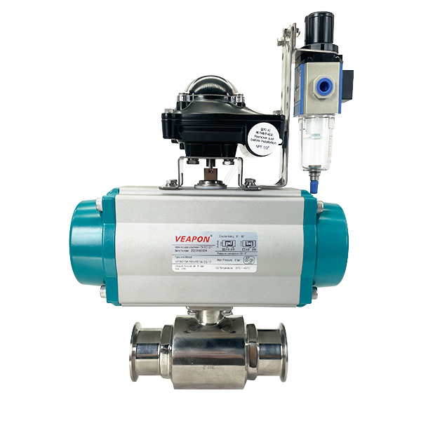 Pneumatic 3-Way Clamp Ball Valve with Limit Switch