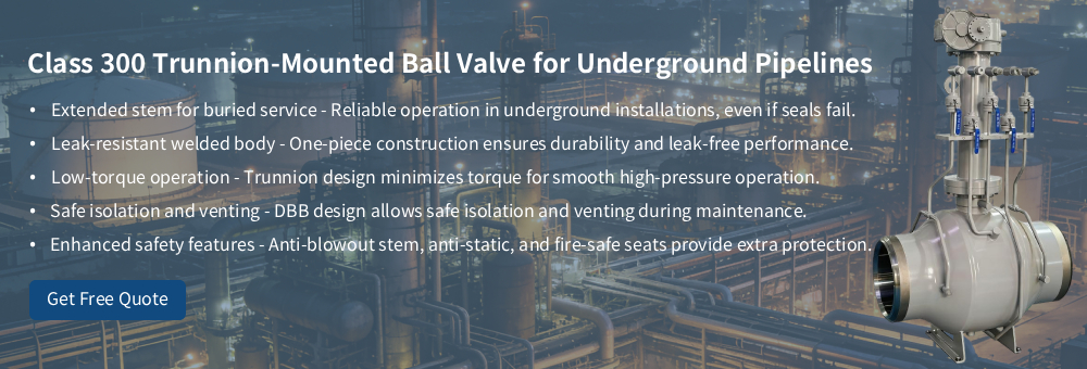 Class 300 Trunnion-Mounted Ball Valve for Underground Pipelines