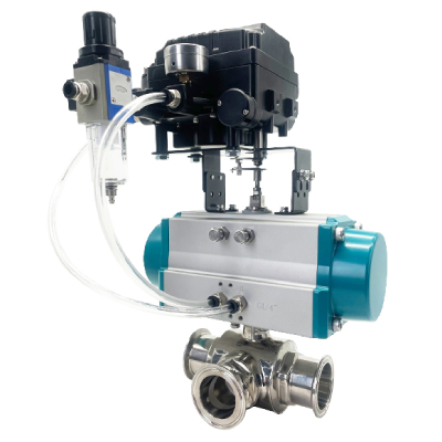 Clamp ball valve with positioner