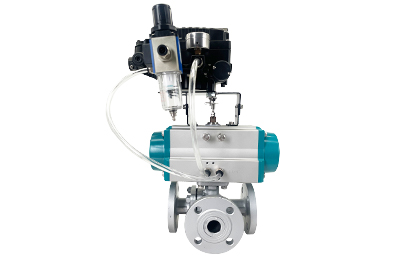 Pneumatic 3-Way Flanged Ball Valve with Positioner