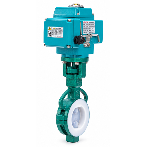 Electric lined wafer butterfly valve for corrosive chemical service