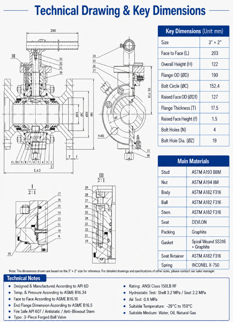 Forget Steel trunnion mounted ball valve Dimensions